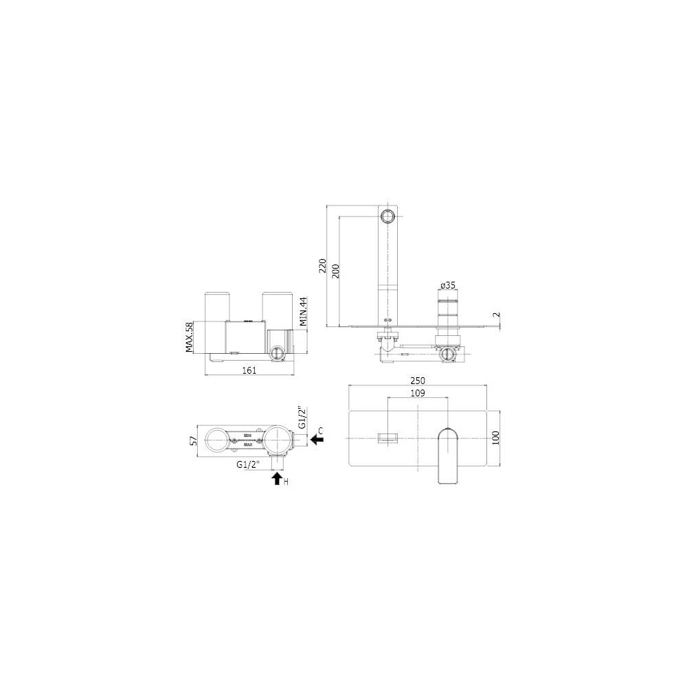 Miscelatore doccia a parete serie Tango modello TA105ST steel looking Paffoni by CeramicStore | Lo specialista del tuo bagno