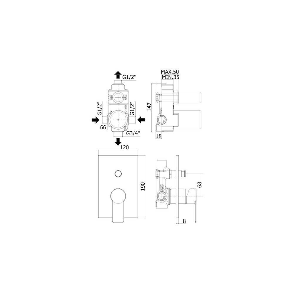 Miscelatore doccia serie Tango modello TA015ST/M steel looking Paffoni by CeramicStore | Lo specialista del tuo bagno