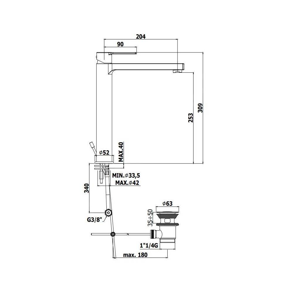 Miscelatore lavabo serie Ringo modello RIN085NO nero opaco Paffoni by CeramicStore | Lo specialista del tuo bagno