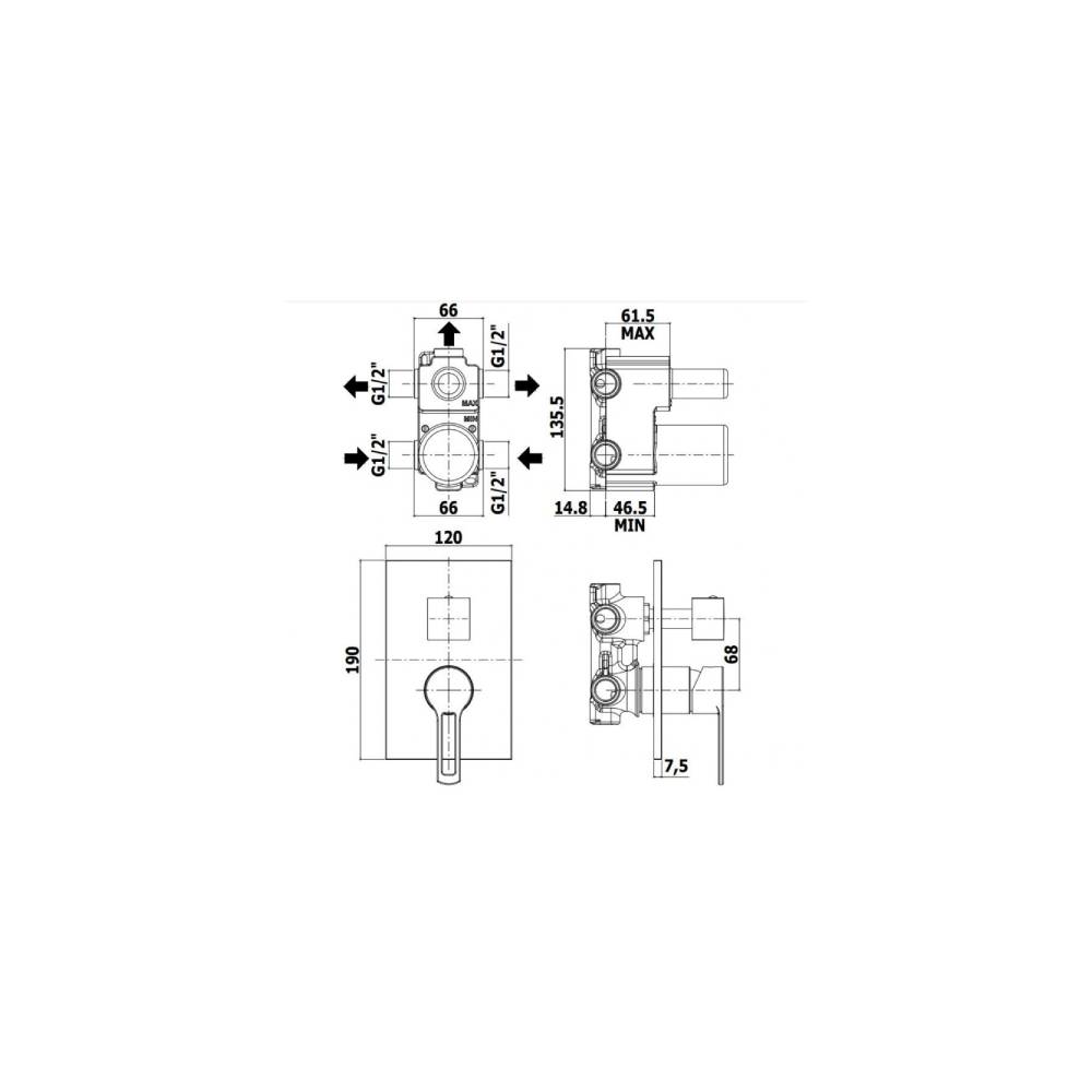 Miscelatore incasso con deviatore 3 Uscite serie Ringo modello RIN019NO/M colore nero opaco Paffoni by CeramicStore | Lo specialista del tuo bagno