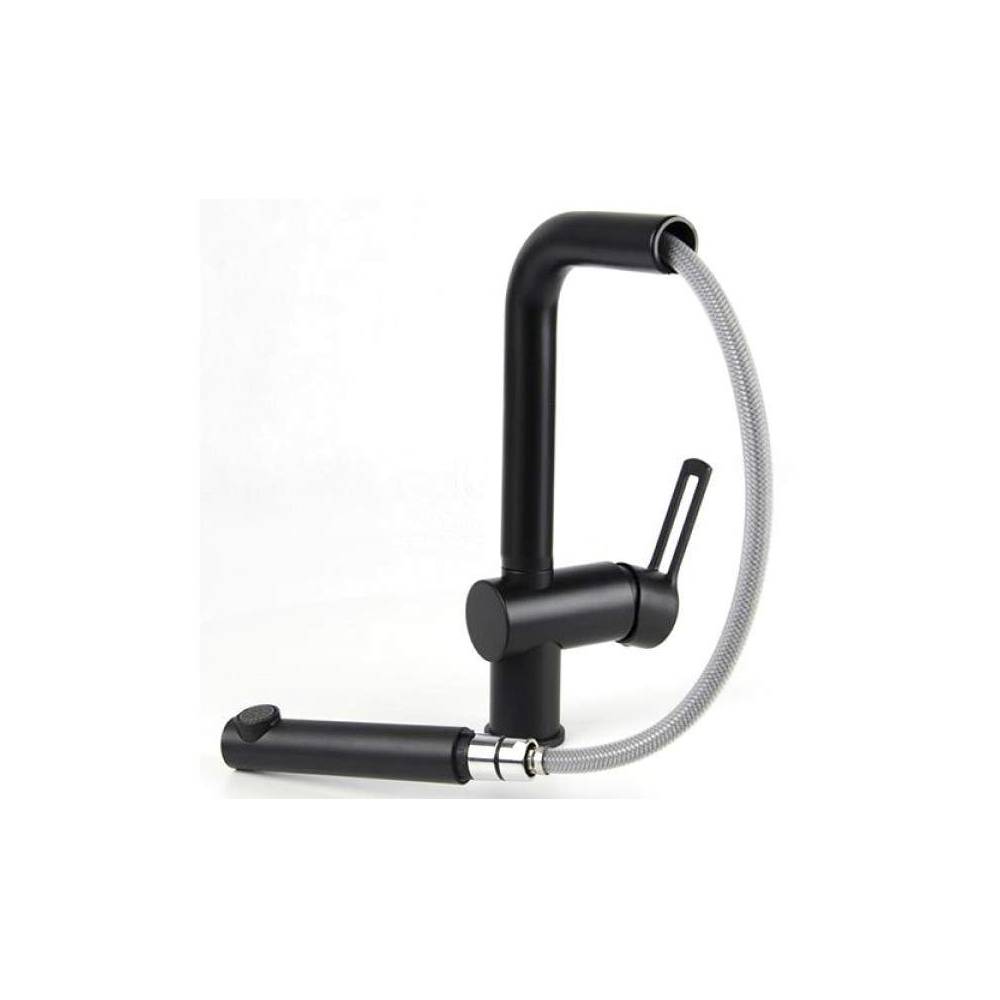 Miscelatore lavello con doccetta estraibile serie Ringo modello RIN185NO colore nero opaco Paffoni by CeramicStore | Lo specialista del tuo bagno
