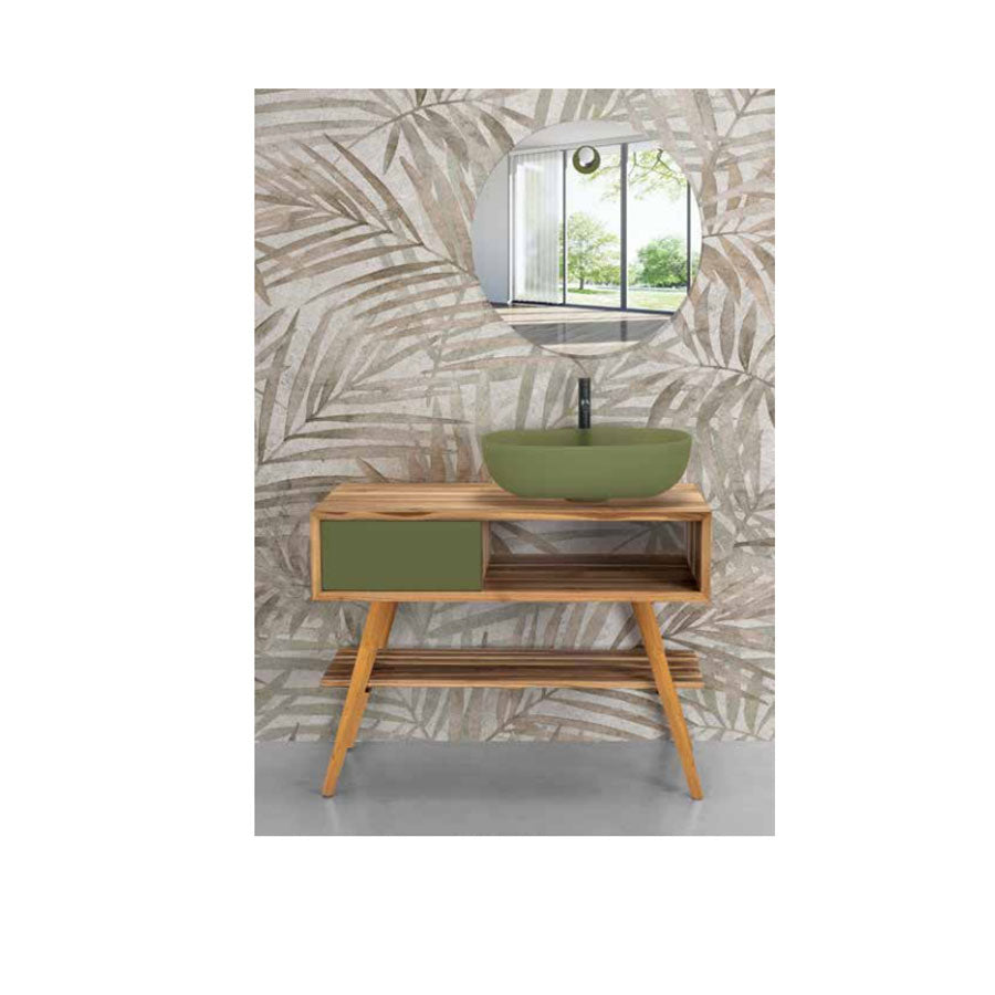 Consolle bagno in Teak 100cm serie Feelgood Small Cipi con cassetto Smeraldo Buddha by CeramicStore | Lo specialista del tuo bagno