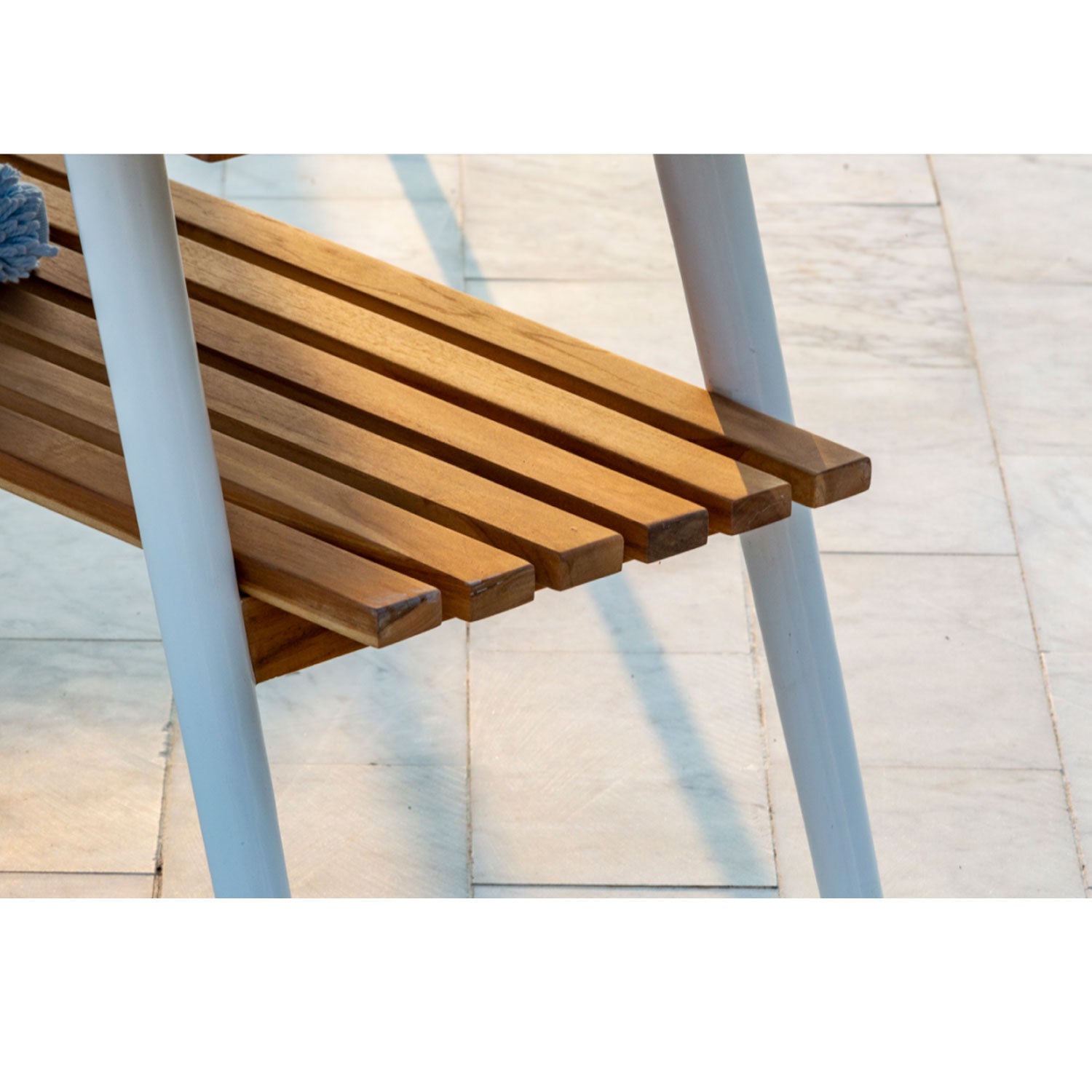 Consolle da bagno in Teak naturale 100cm serie Feelgood Small Cipi con un cassetto - frontale bianco by CeramicStore | Lo specialista del tuo bagno
