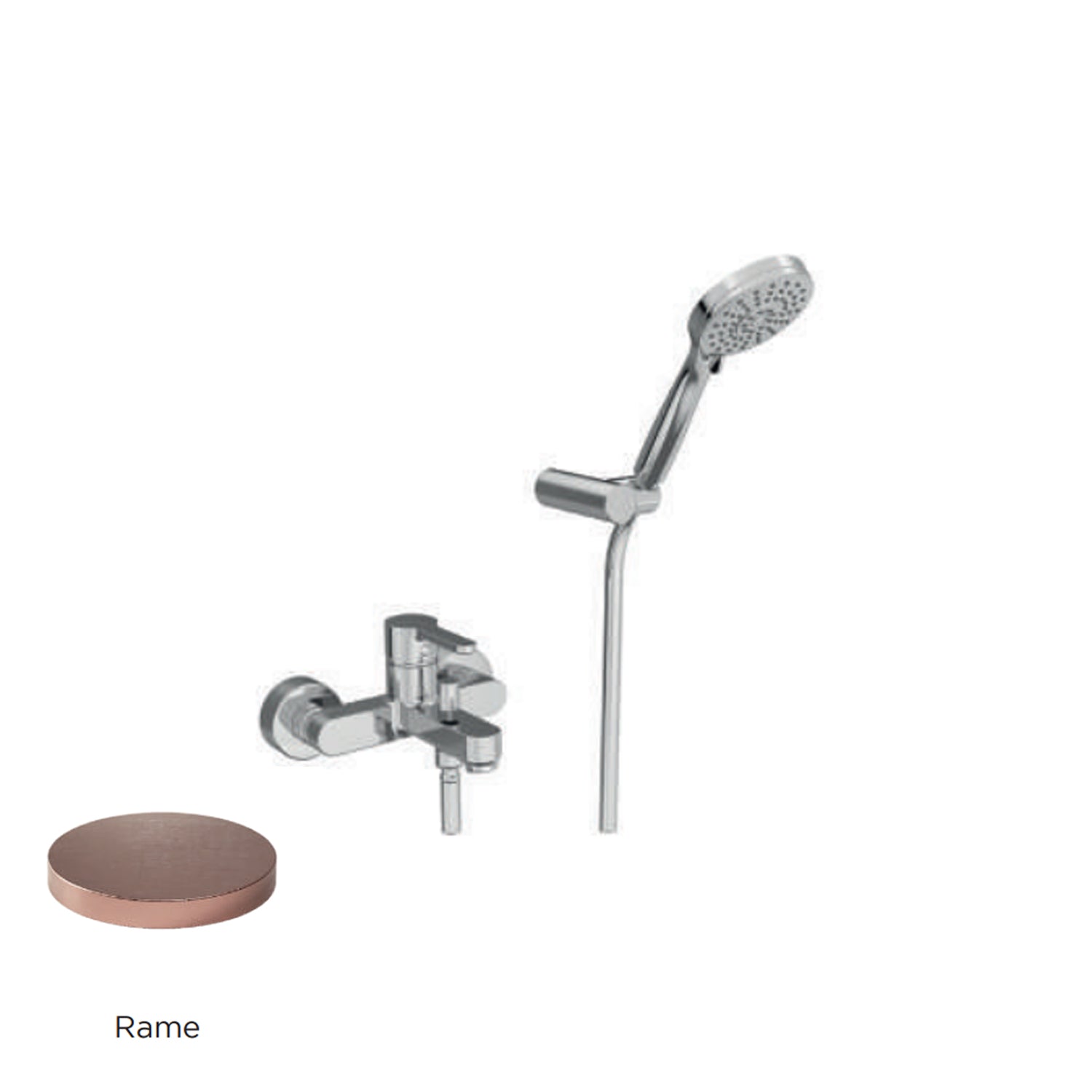 Miscelatore monocomando per vasca con kit doccino RubiFlux serie Lume - Rame by CeramicStore | Lo specialista del tuo bagno