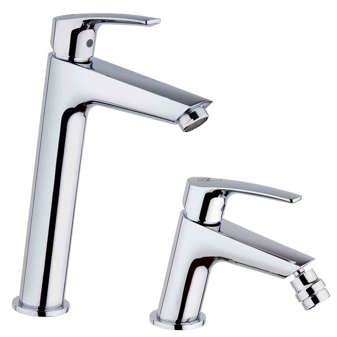 Set di Rubinetti Lavabo Alto e Bidet con Piletta Click Clack finitura cromo lucido Ducati Design collezione HD10 by CeramicStore | Lo specialista del tuo bagno