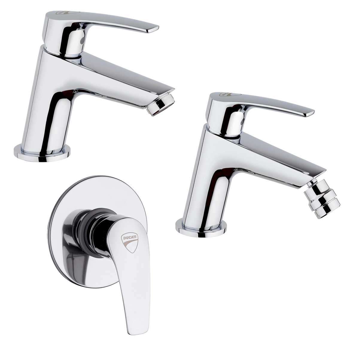 Set di Rubinetti Doccia, Lavabo e Bidet con Piletta Click Clack finitura cromo lucido Ducati Design collezione HD10 by CeramicStore | Lo specialista del tuo bagno
