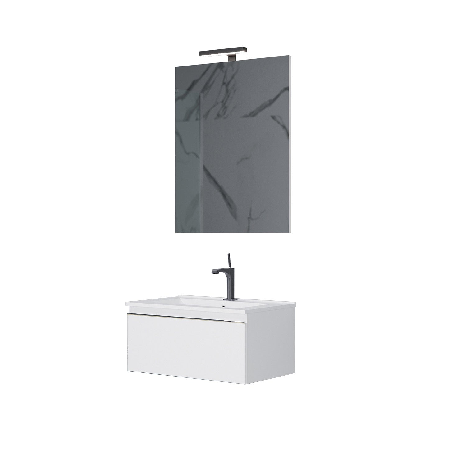 Composizione sospesa Shanti base con lavabo, specchio e led 60cm bianco lucido by CeramicStore | Lo specialista del tuo bagno