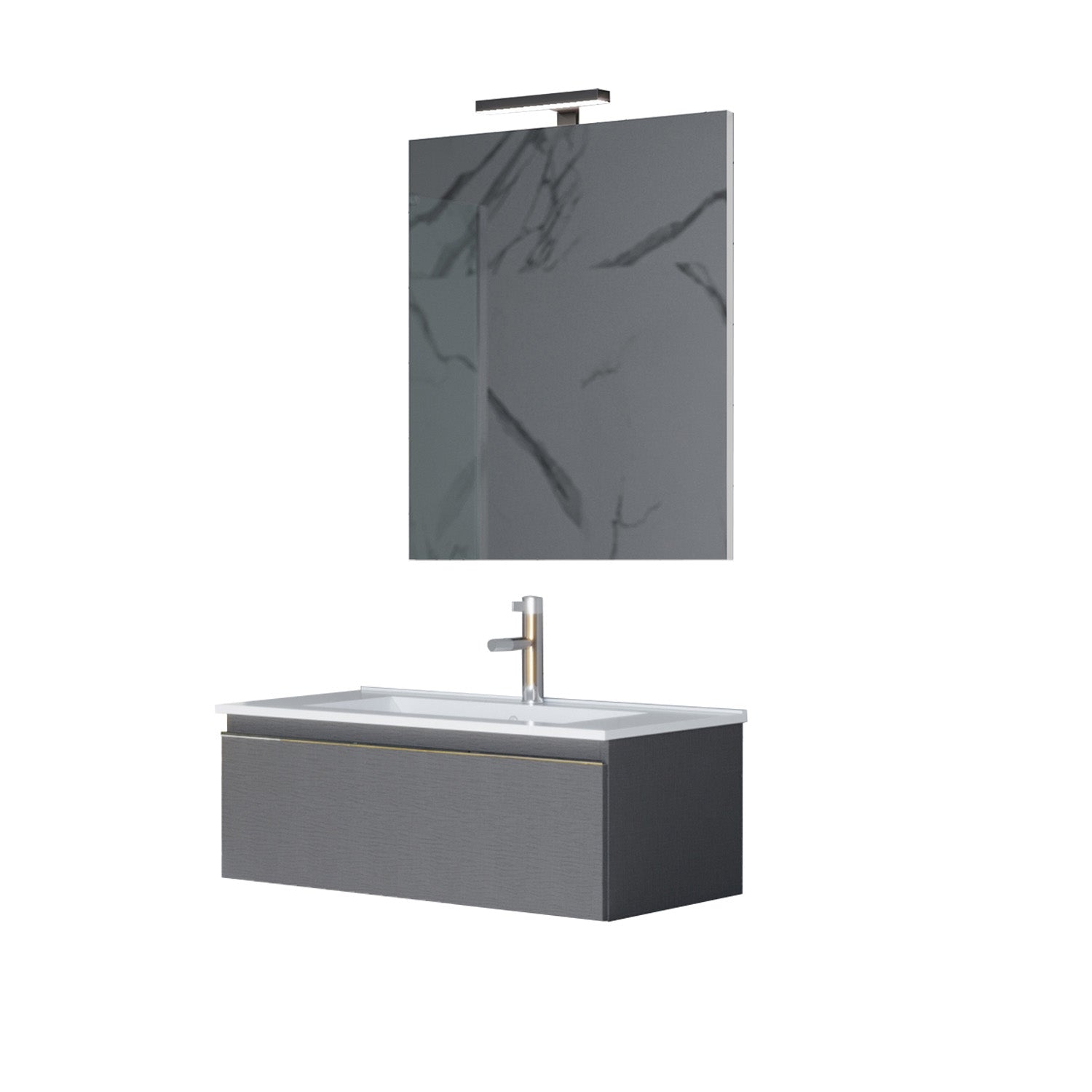 Composizione sospesa Shanti base con lavabo, specchio e led 80cm lino by CeramicStore | Lo specialista del tuo bagno
