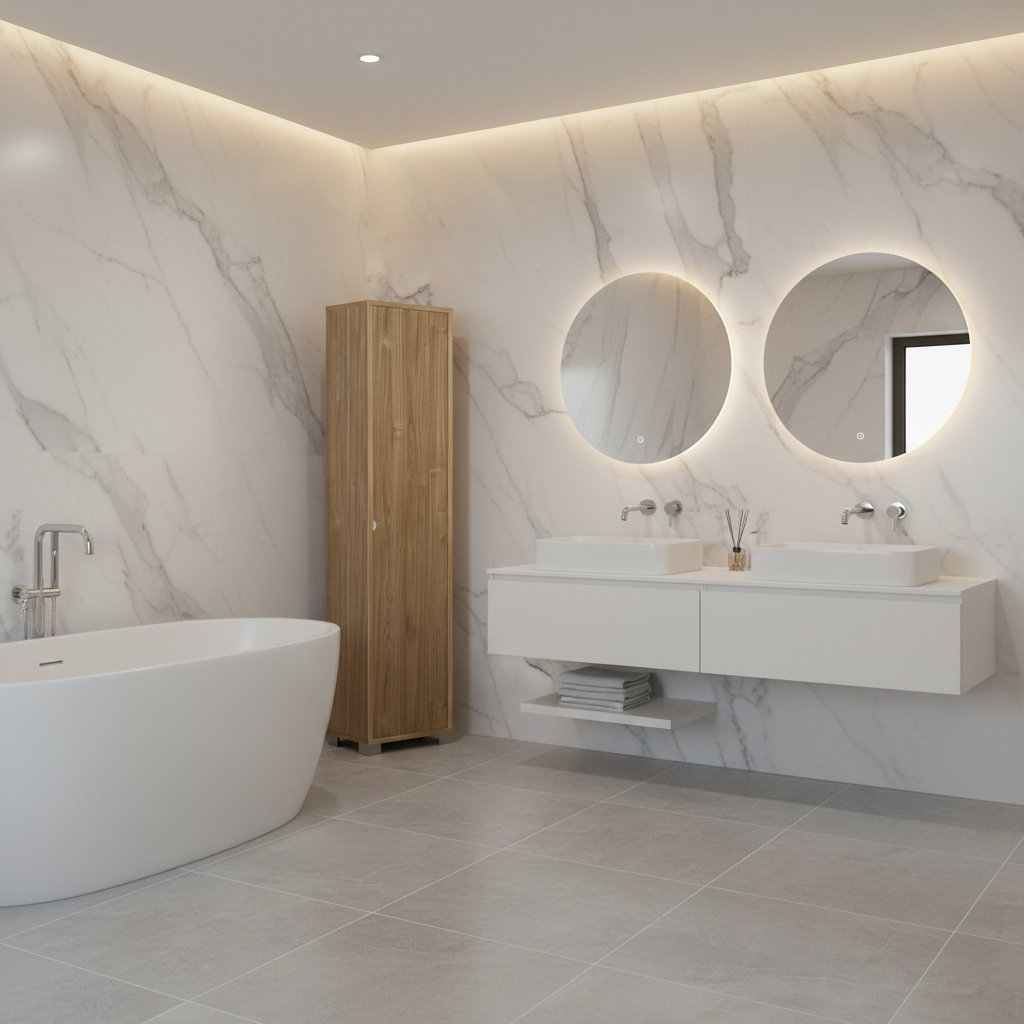 Mobile Colonna da Bagno 1 Anta finitura Struttura Noce Stelvio / Finitura Frontale Noce Stelvio by Sarmog