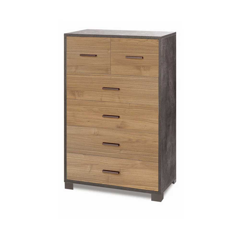 Mobile Cassettiera Verticale a 4 + 2 cassetti finitura Struttura Ossido Nero / Finitura Frontale Noce Stelvio by Sarmog by CeramicStore | Lo specialista del tuo bagno