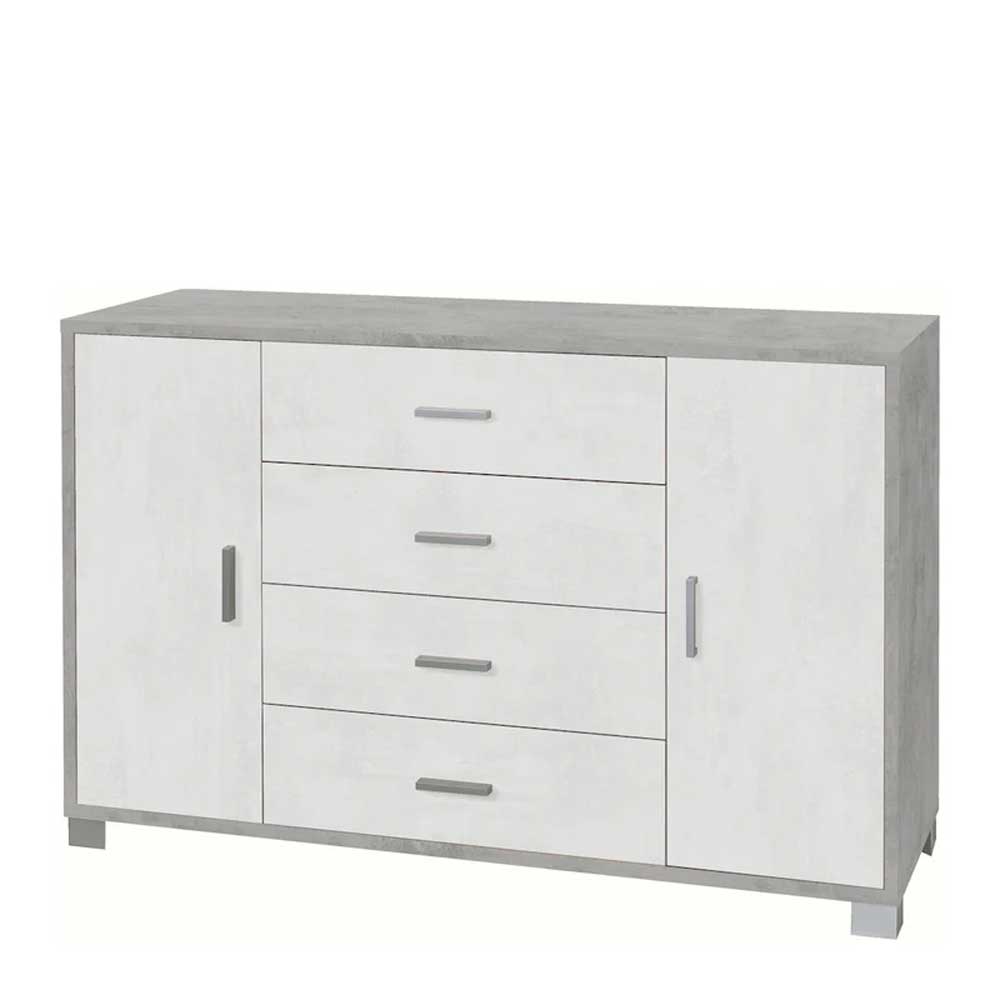 Mobile Credenza a 2 ante e 4 cassetti finitura Struttura Cemento / Finitura Frontale Ossido Bianco by Sarmog by CeramicStore | Lo specialista del tuo bagno
