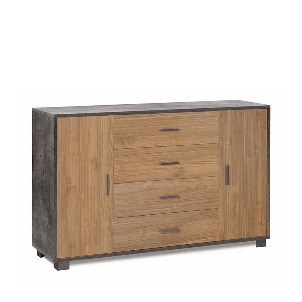 Mobile Credenza a 2 ante e 4 cassetti finitura Struttura Ossido Nero / Finitura Frontale Noce Stelvio by Sarmog by CeramicStore | Lo specialista del tuo bagno
