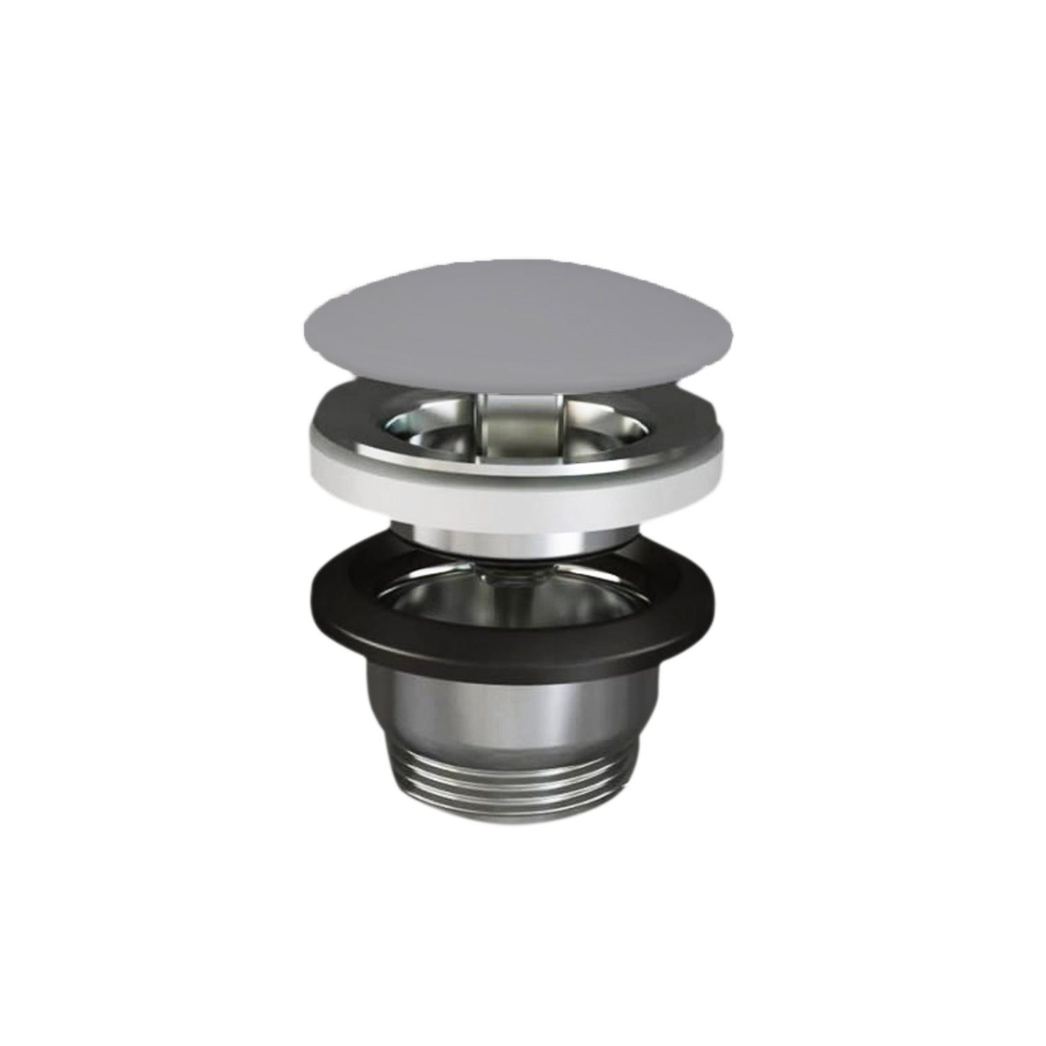 Piletta Free Flow con tappo tondo grigio opaco per lavabi Sensation senza troppo pieno by CeramicStore | Lo specialista del tuo bagno