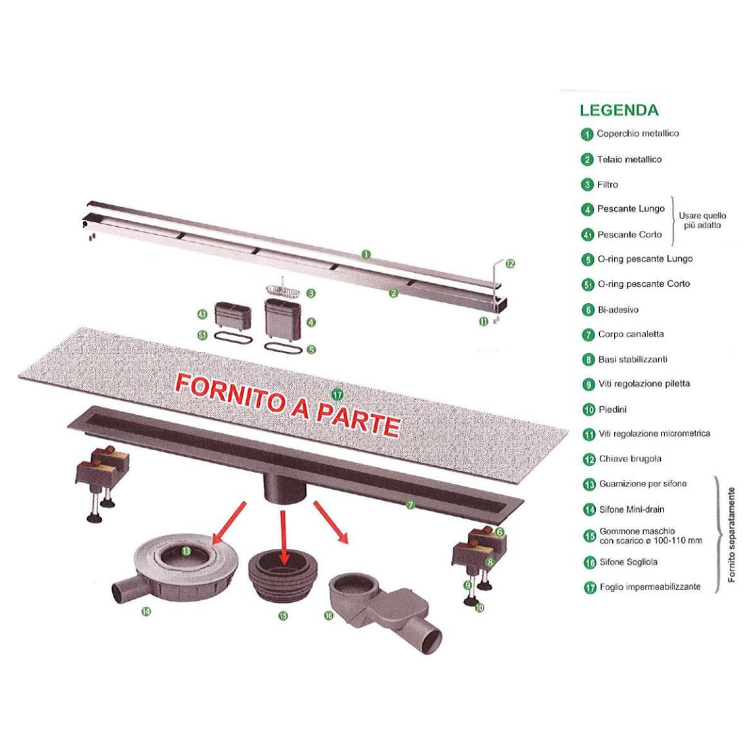 Canaletta doccia per scarico a pavimento Canalissima Bonomini cm 90 con griglia in alluminio by CeramicStore | Lo specialista del tuo bagno