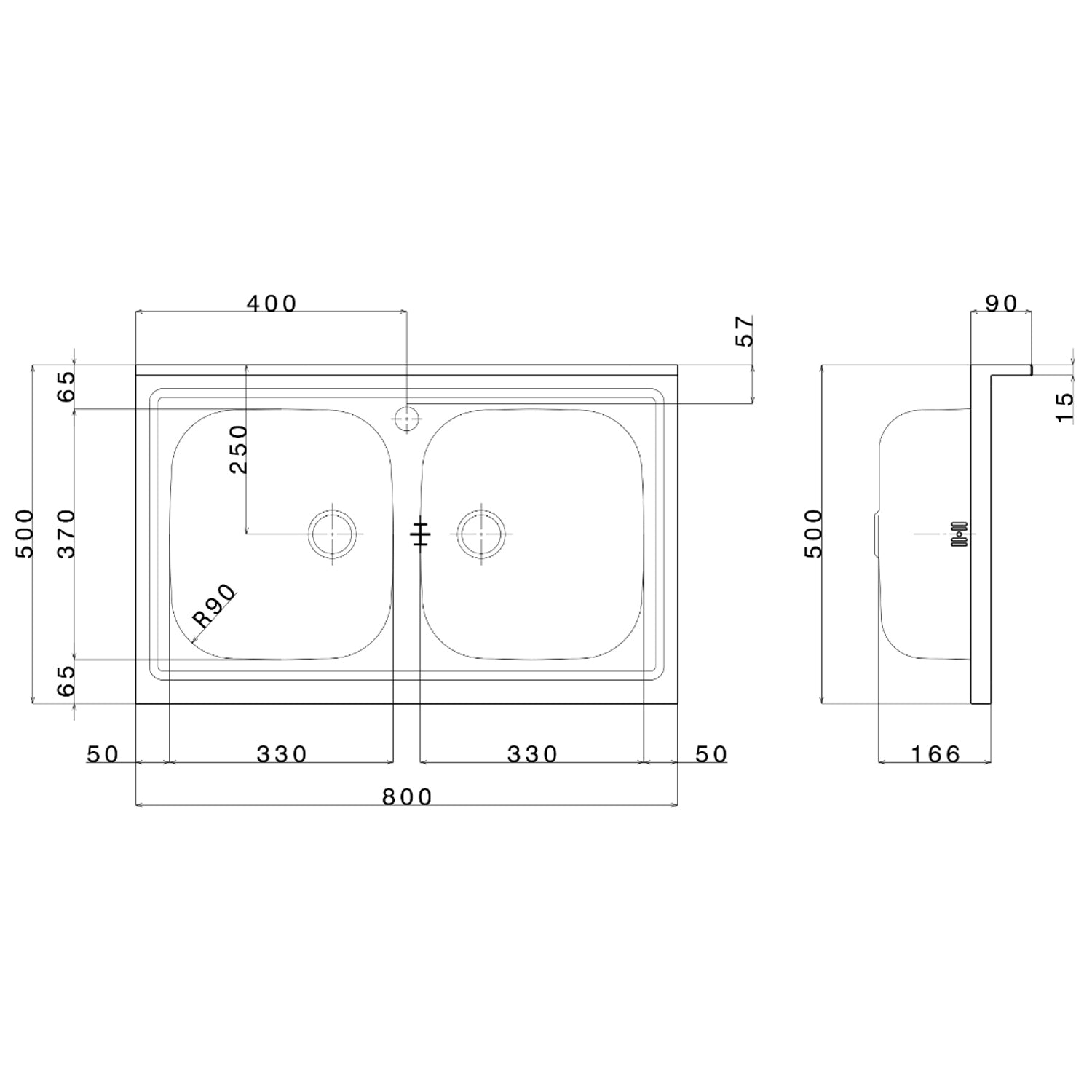 Lavello da cucina in acciaio inox con 2 vasche 80x50 cm by CeramicStore | Lo specialista del tuo bagno