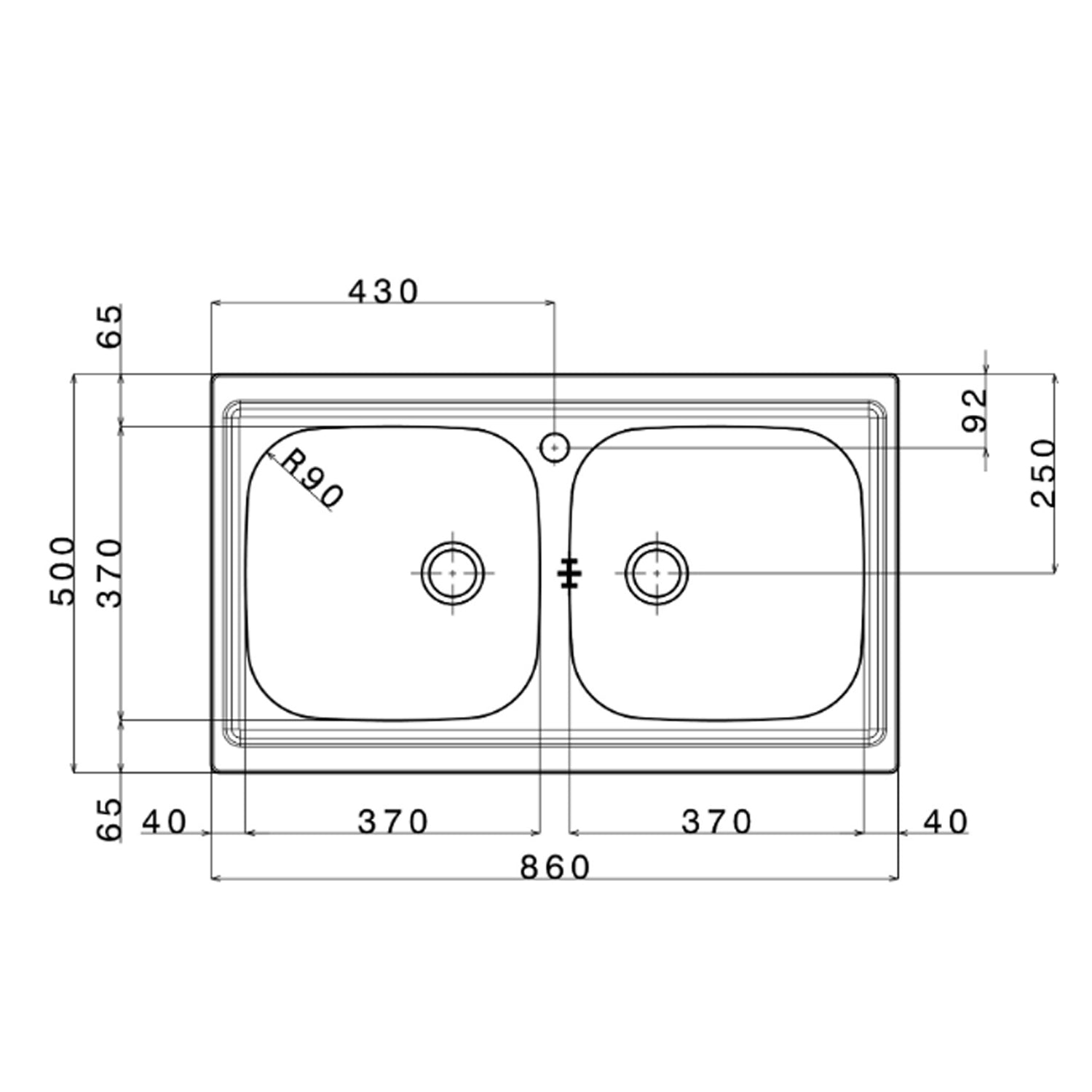 Lavello da cucina in acciaio inox con 2 vasche 86x50 cm by CeramicStore | Lo specialista del tuo bagno