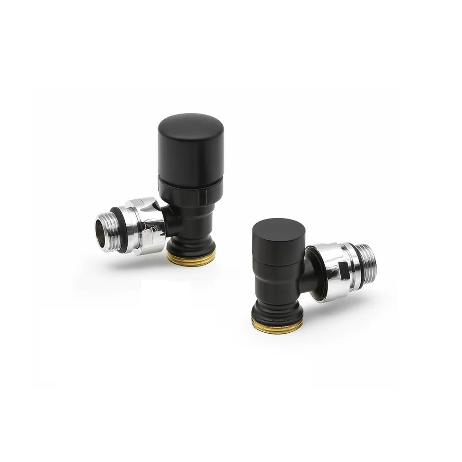 Coppia valvola e detentore a squadra per connessioni standard 1/2" - Nero Opaco by CeramicStore | Lo specialista del tuo bagno