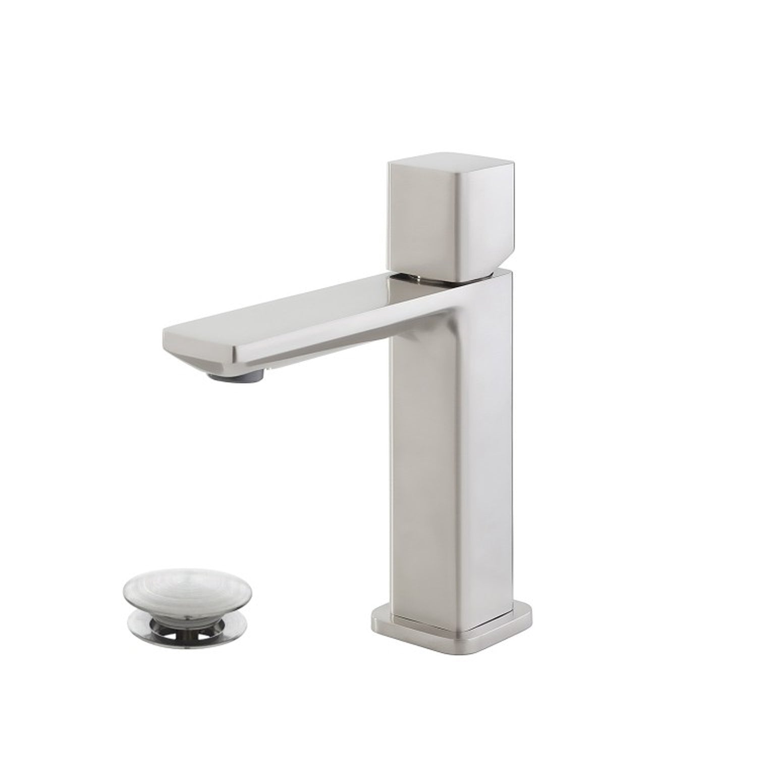 Kit miscelatore lavabo + bidet + doccia a due vie RubiFlux serie Lilium con piletta clic-clac - Nickel spazzolato