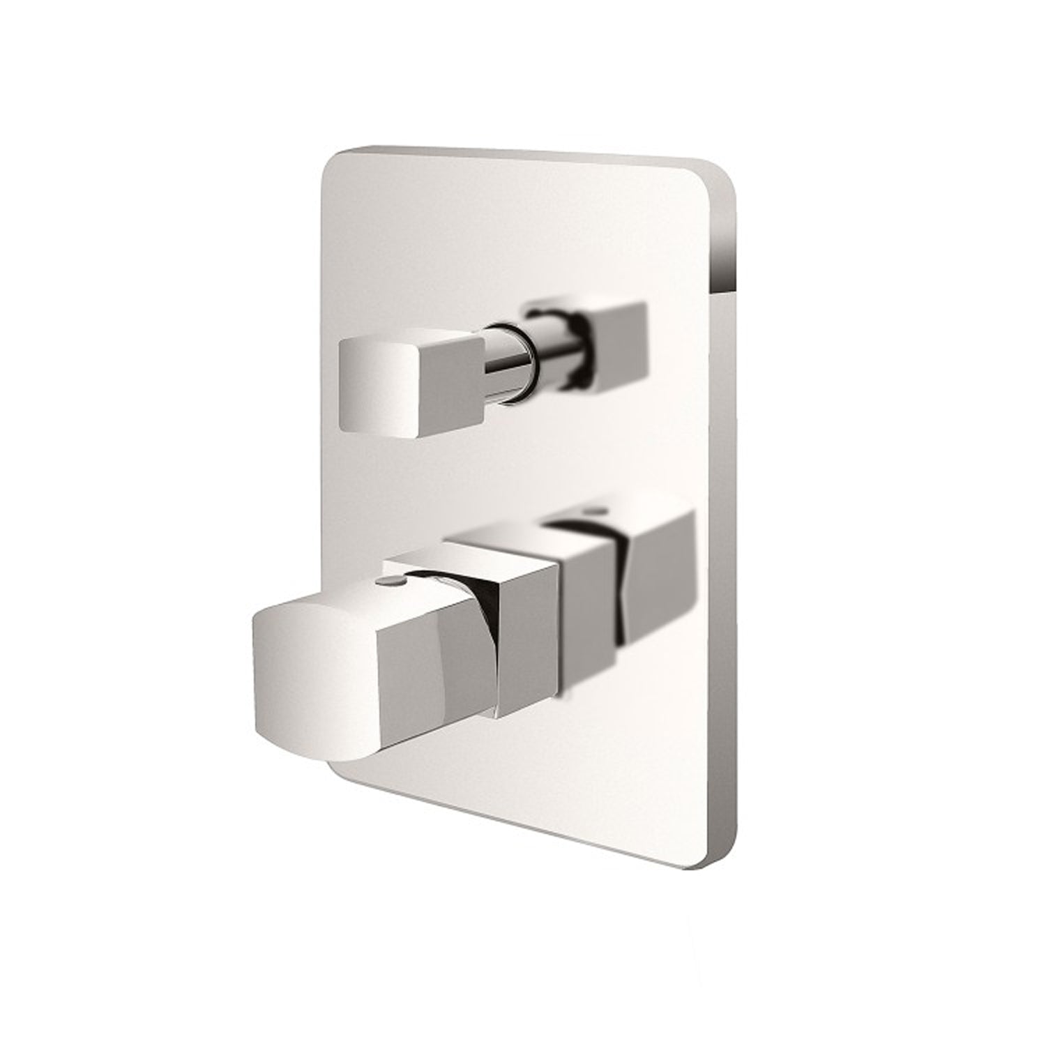 Kit miscelatore lavabo alto + bidet + doccia a due vie RubiFlux serie Lilium Modello Grey con piletta clic-clac - Nickel spazzolato