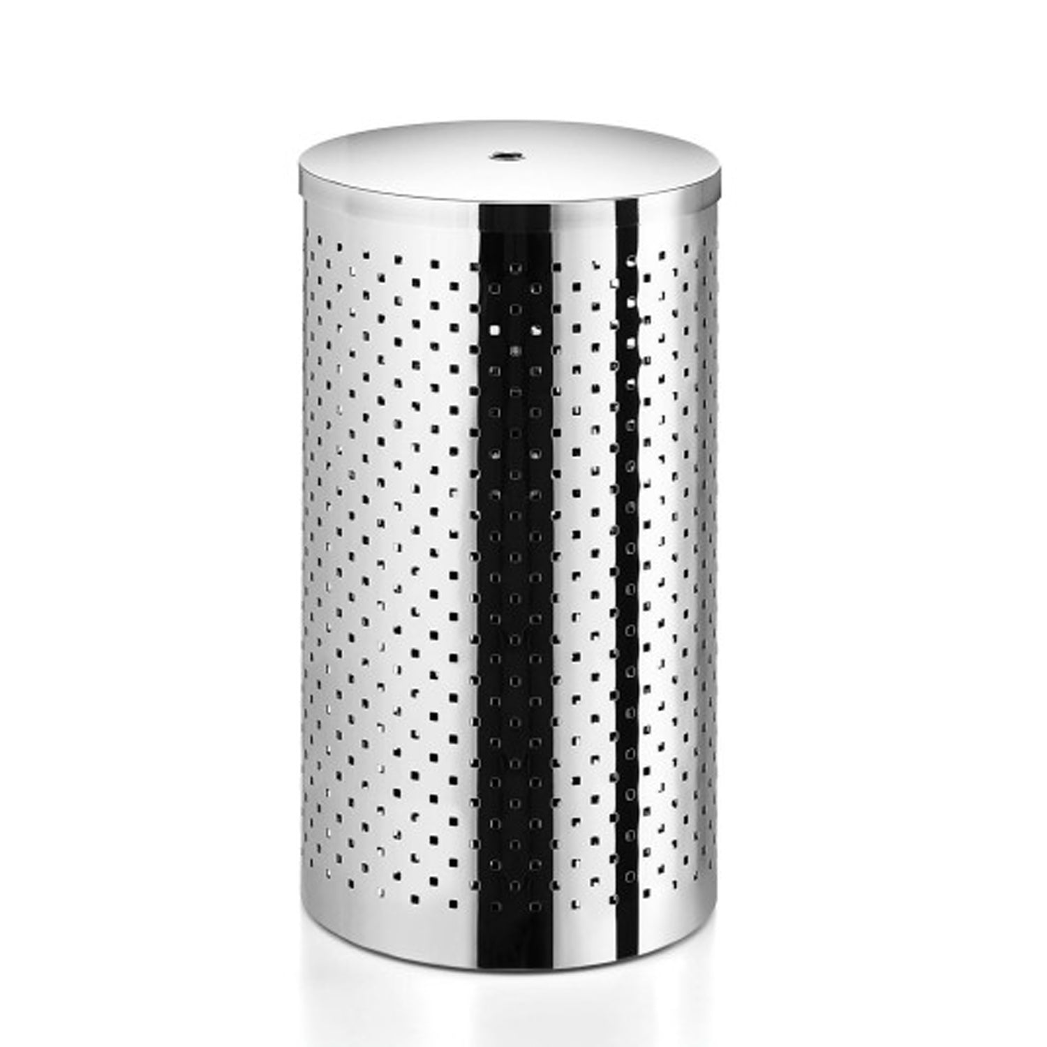 Cesto portabiancheria forato con coperchio in acciaio inox lucido diametro cm 31 Lineabeta Sestei by CeramicStore | Lo specialista del tuo bagno