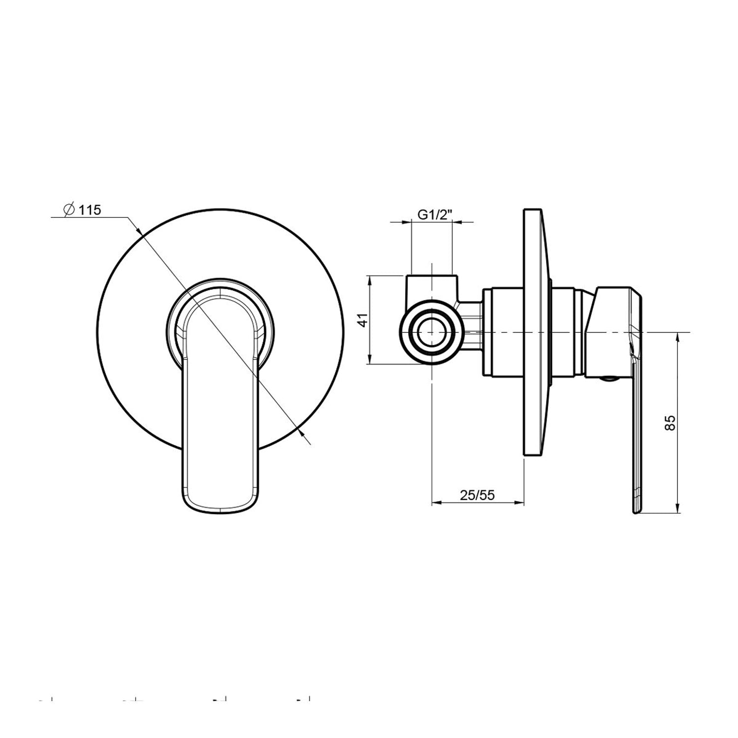 Miscelatore doccia incasso tondo una via cartuccia diametro 35 by CeramicStore | Lo specialista del tuo bagno
