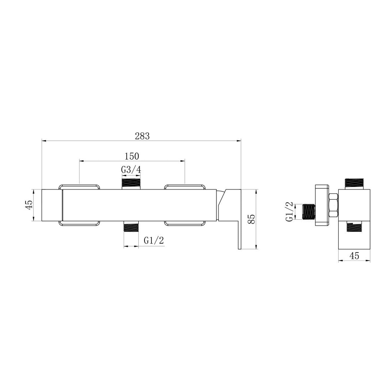 Miscelatore doccia esterno squadrato con cartuccia 35mm e deviatore bianco by CeramicStore | Lo specialista del tuo bagno