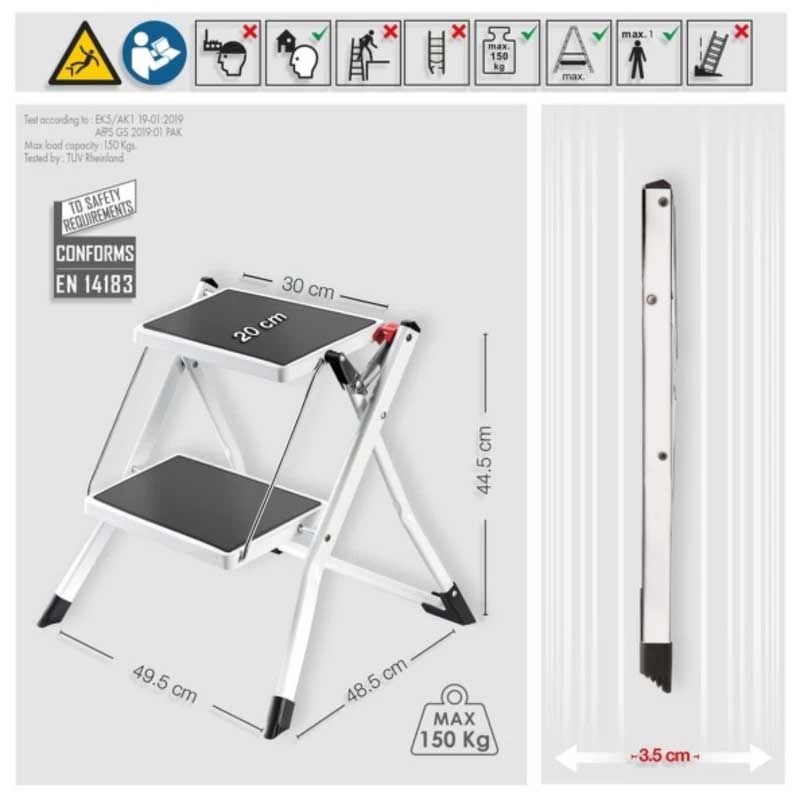 Scaletta pieghevole in acciaio a 2 gradini Max 150 kg by CeramicStore | Lo specialista del tuo bagno
