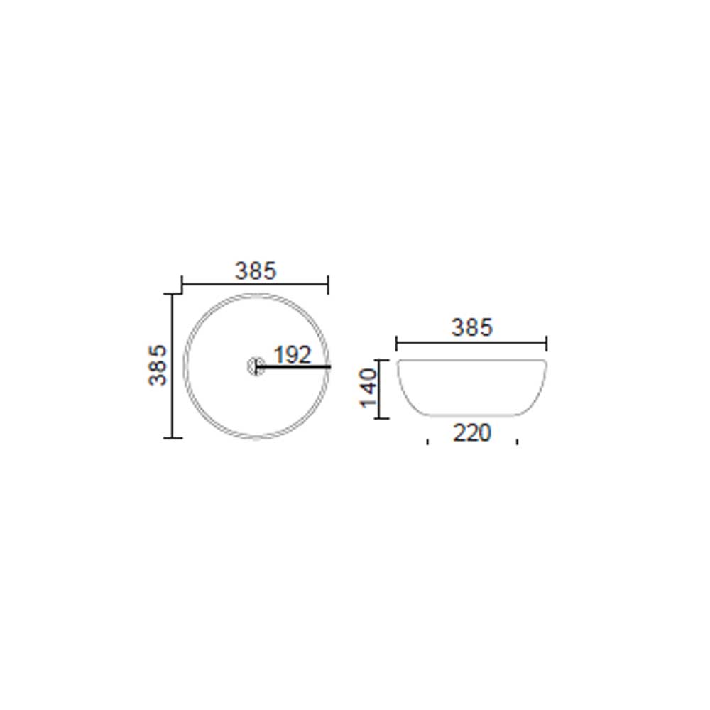 Lavabo da appoggio tondo Slim ceramica grigio cemento diametro 38