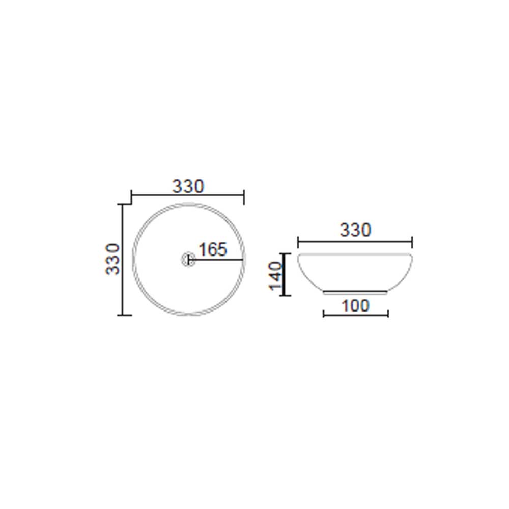 Lavabo da appoggio tondo Slim ceramica sabbia diametro 33 cm e altezza 14 cm