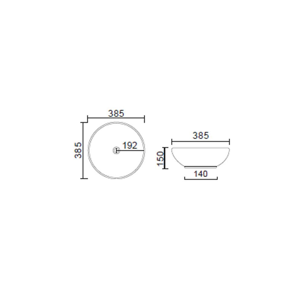 Lavabo da appoggio tondo Slim ceramica bianca diametro 38