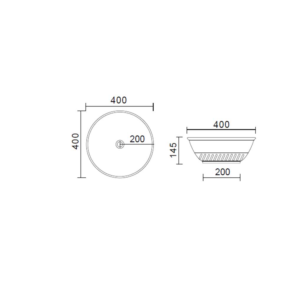 Lavabo da appoggio tondo Slim ceramica grigio cemento diametro 40 cm e altezza 14