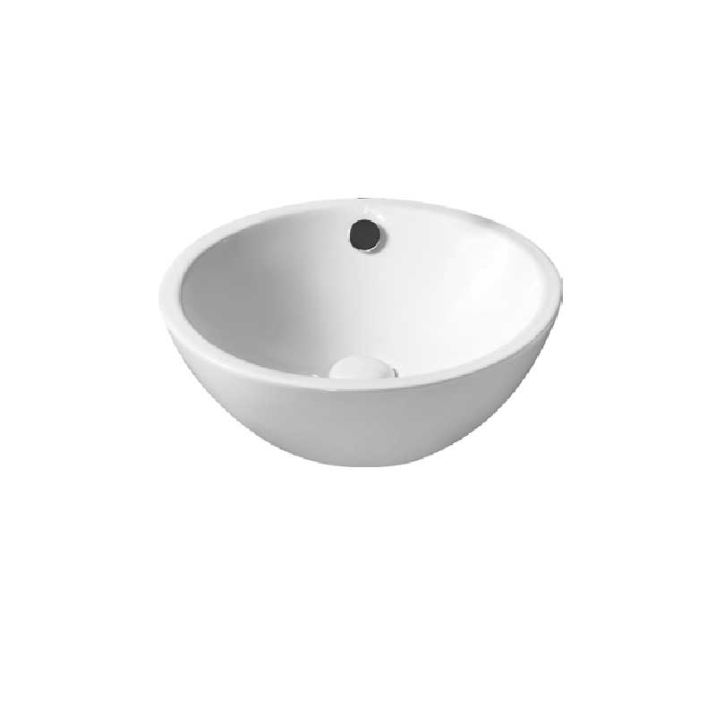 Lavabo da appoggio bianco tondo con troppo pieno diametro 39