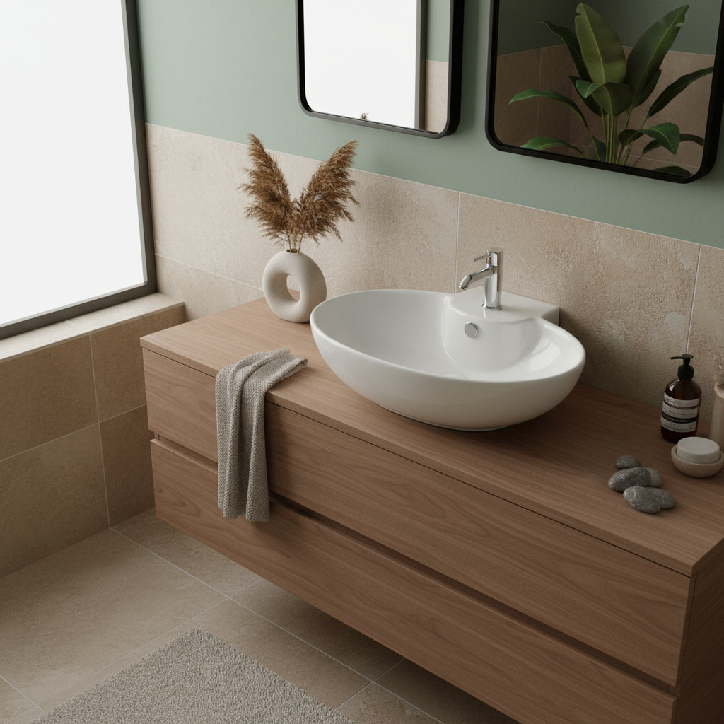 Lavabo sospeso e da appoggio in ceramica bianca dimensioni 60