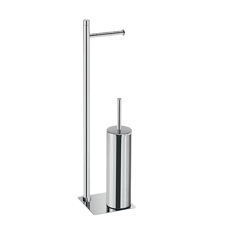Piantana in Acciaio Inox con portarotolo e scopino Gedy serie Trilly - Cromato