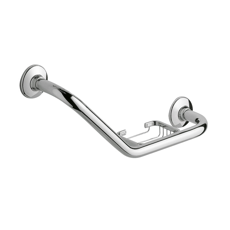 Maniglione inclinazione 135° Gedy modello Ascot con portasapone in filo reversibile - Cromato by CeramicStore | Lo specialista del tuo bagno