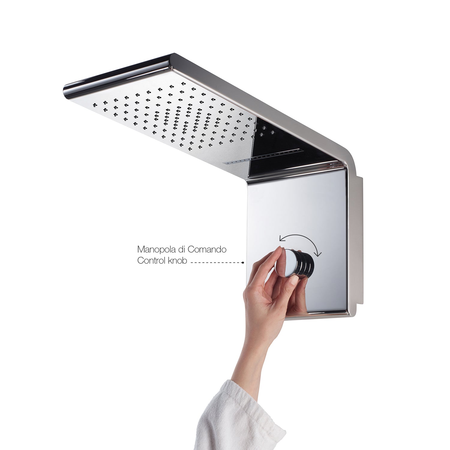 Soffione doccia Bossini Syncro Rain 3 getti acciaio inox cromato 45x20 cm by CeramicStore | Lo specialista del tuo bagno