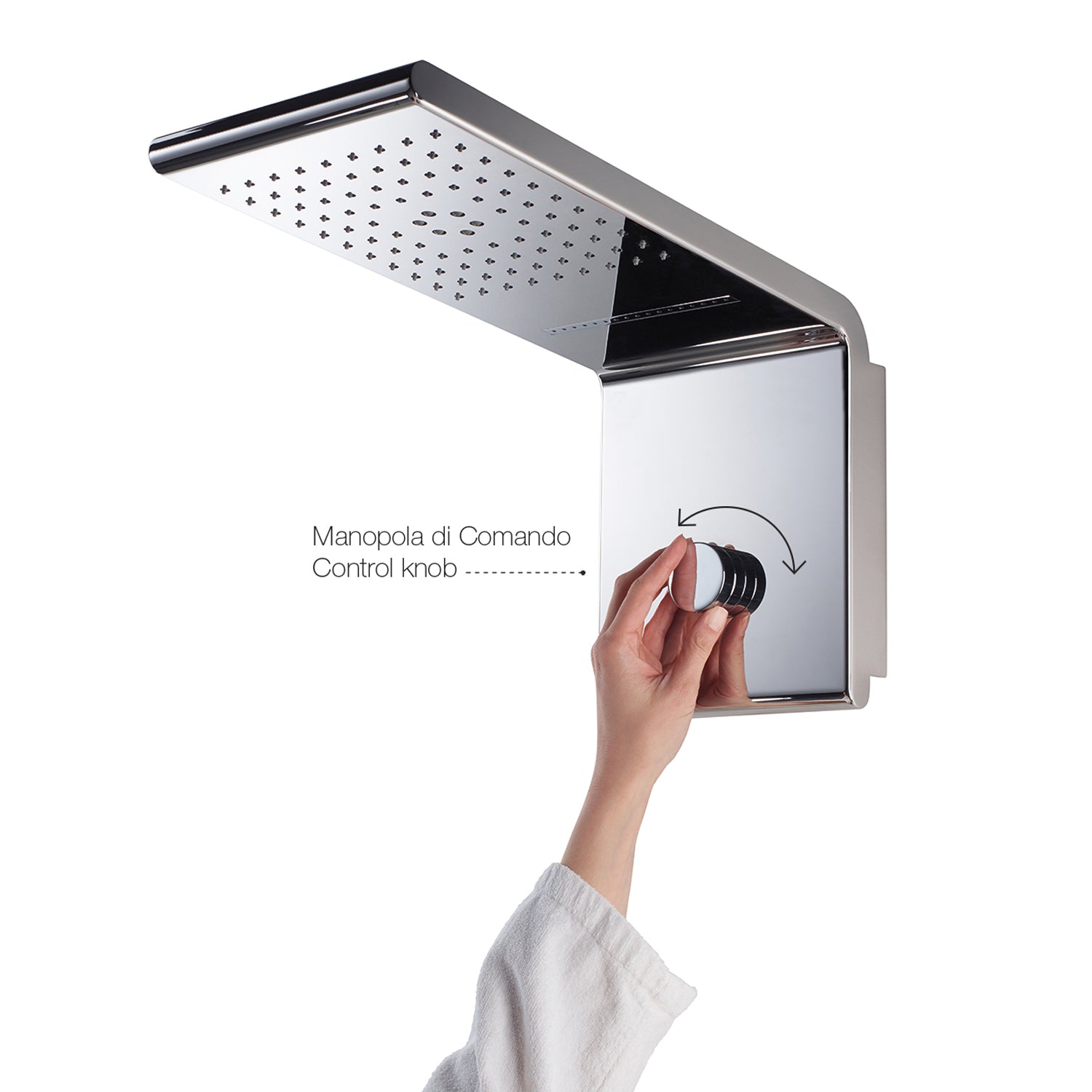 Soffione doccia Bossini Syncro Neb 3 getti acciaio inox cromato 45x20 cm by CeramicStore | Lo specialista del tuo bagno