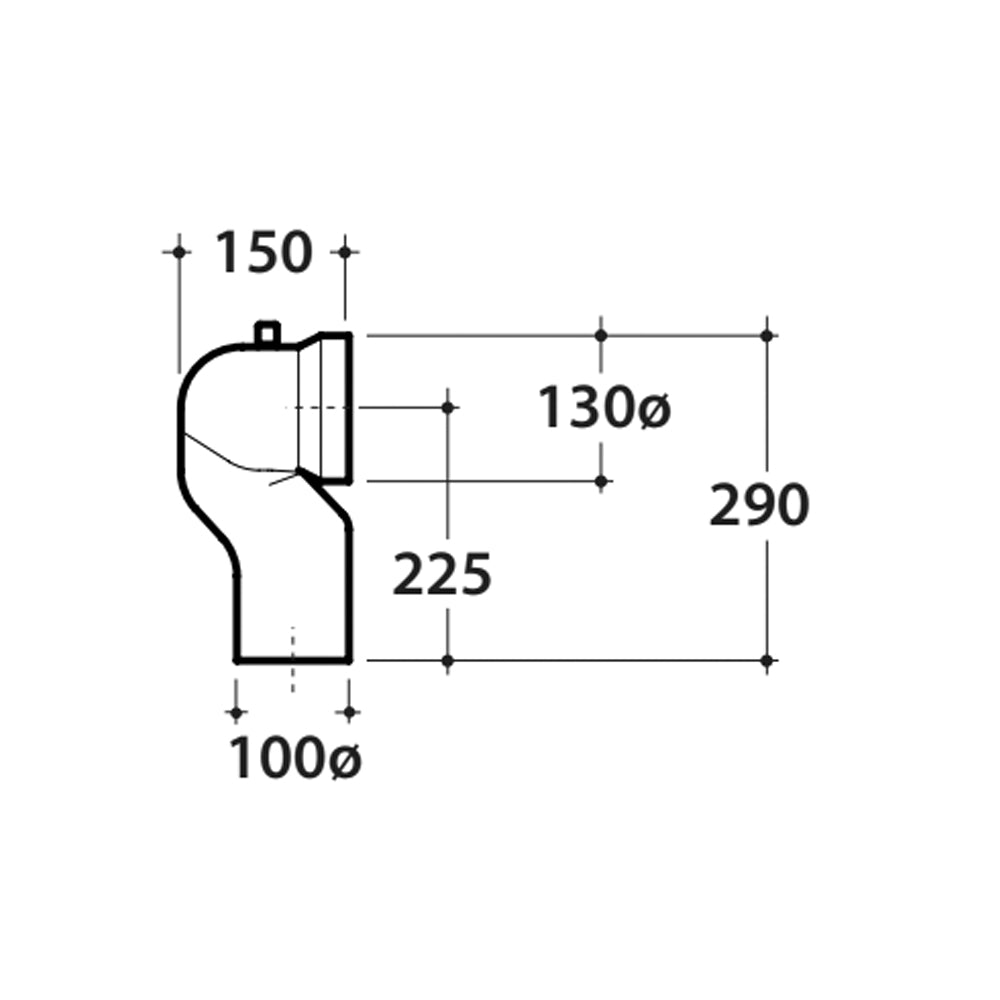 Curva Tecnica per sanitari filomuro diametro 100 by CeramicStore | Lo specialista del tuo bagno
