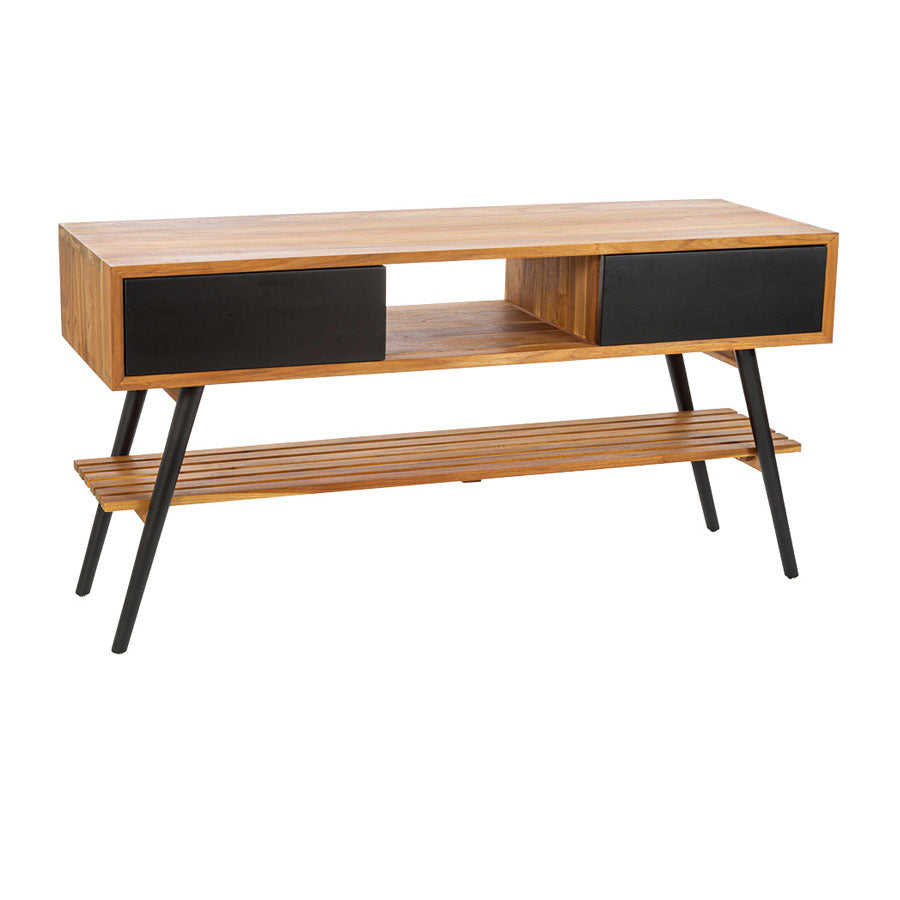 Consolle da bagno in Teak naturale serie Feelgood Cipi 150cm - frontale nero by CeramicStore | Lo specialista del tuo bagno