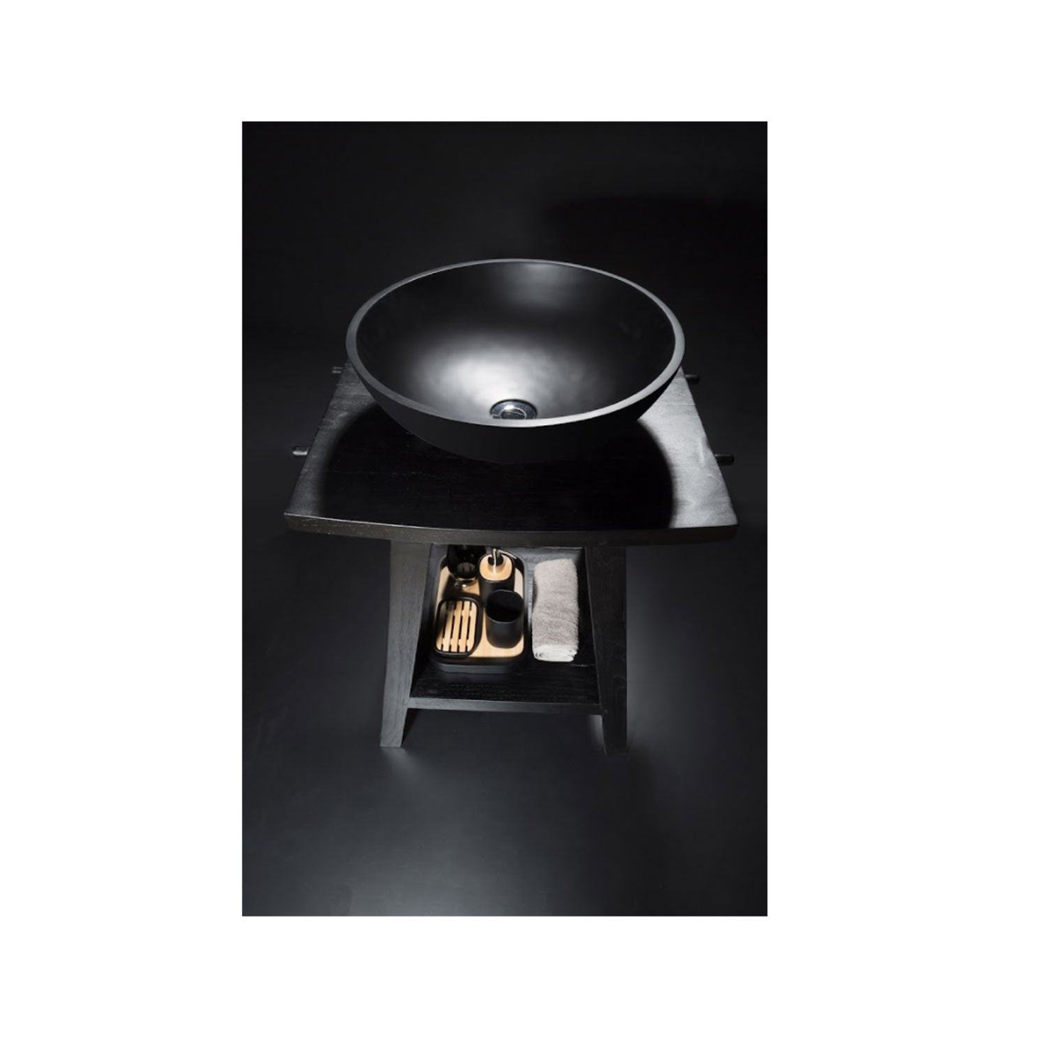 Consolle in Teak naturale di recupero trattato serie Zen Cipi 56cm - Nero by CeramicStore | Lo specialista del tuo bagno