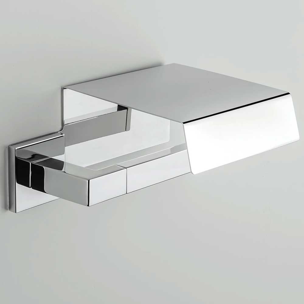 Porta rotolo Coperto di forma squadrata in ottone cromato Colombo Design collezione BasicQ Con fissaggio a tassello