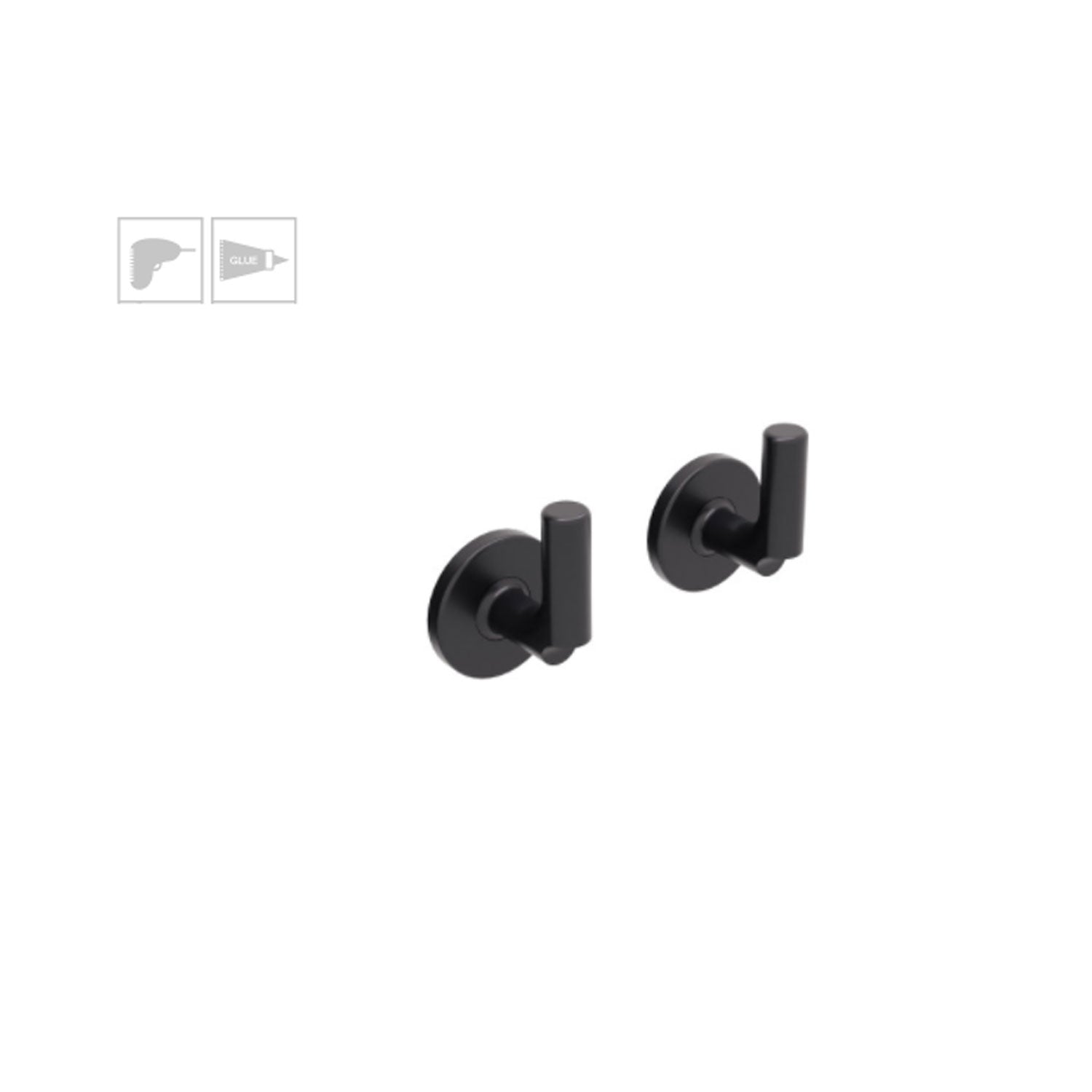 Appendini bagno da incollo o da fissare a parete in ottone verniciato nero opaco collezione Sebecà di Lineabeta by CeramicStore | Lo specialista del tuo bagno