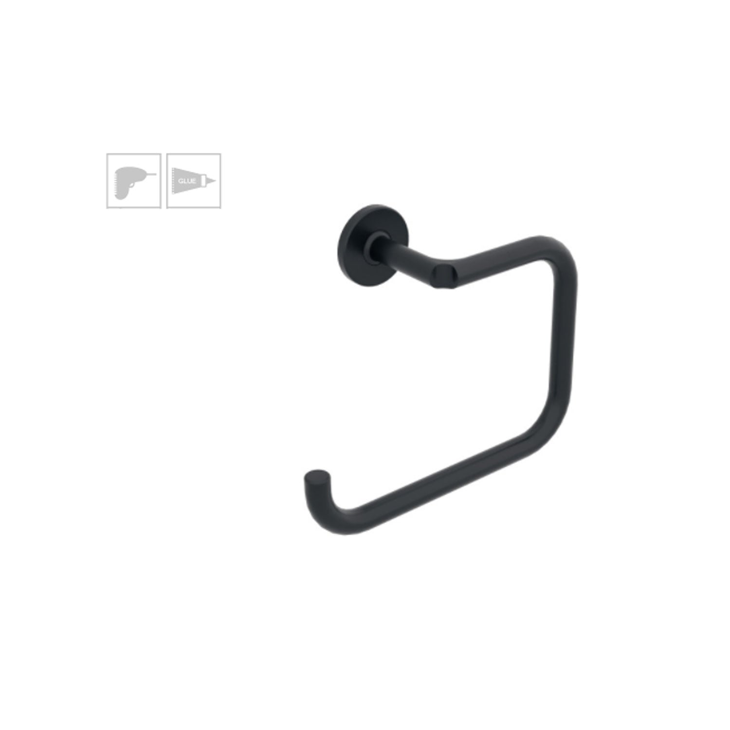 Anello porta asciugamani da incollo o da fissare a parete in ottone verniciato nero opaco collezione Sebecà di Lineabeta by CeramicStore | Lo specialista del tuo bagno