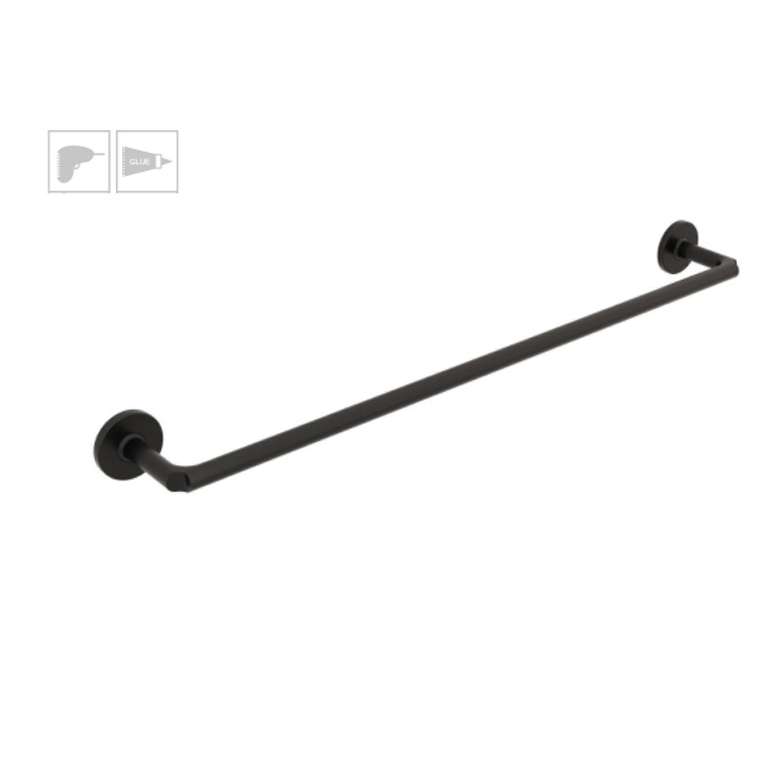 Porta asciugamani da incollo o da fissare a parete in ottone verniciato nero opaco collezione Sebecà di Lineabeta - 650mm by CeramicStore | Lo specialista del tuo bagno