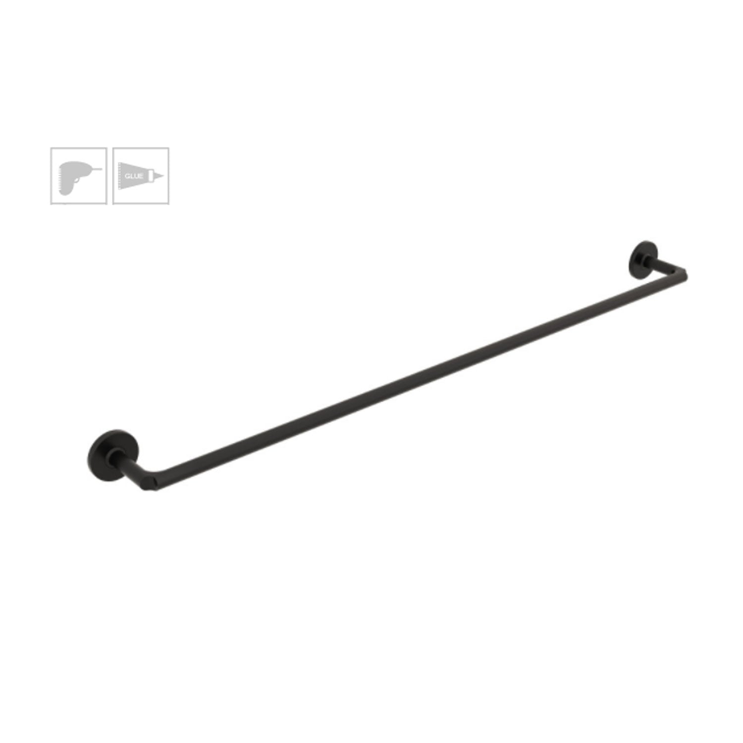Porta asciugamani da incollo o da fissare a parete in ottone verniciato nero opaco collezione Sebecà di Lineabeta - 850mm by CeramicStore | Lo specialista del tuo bagno