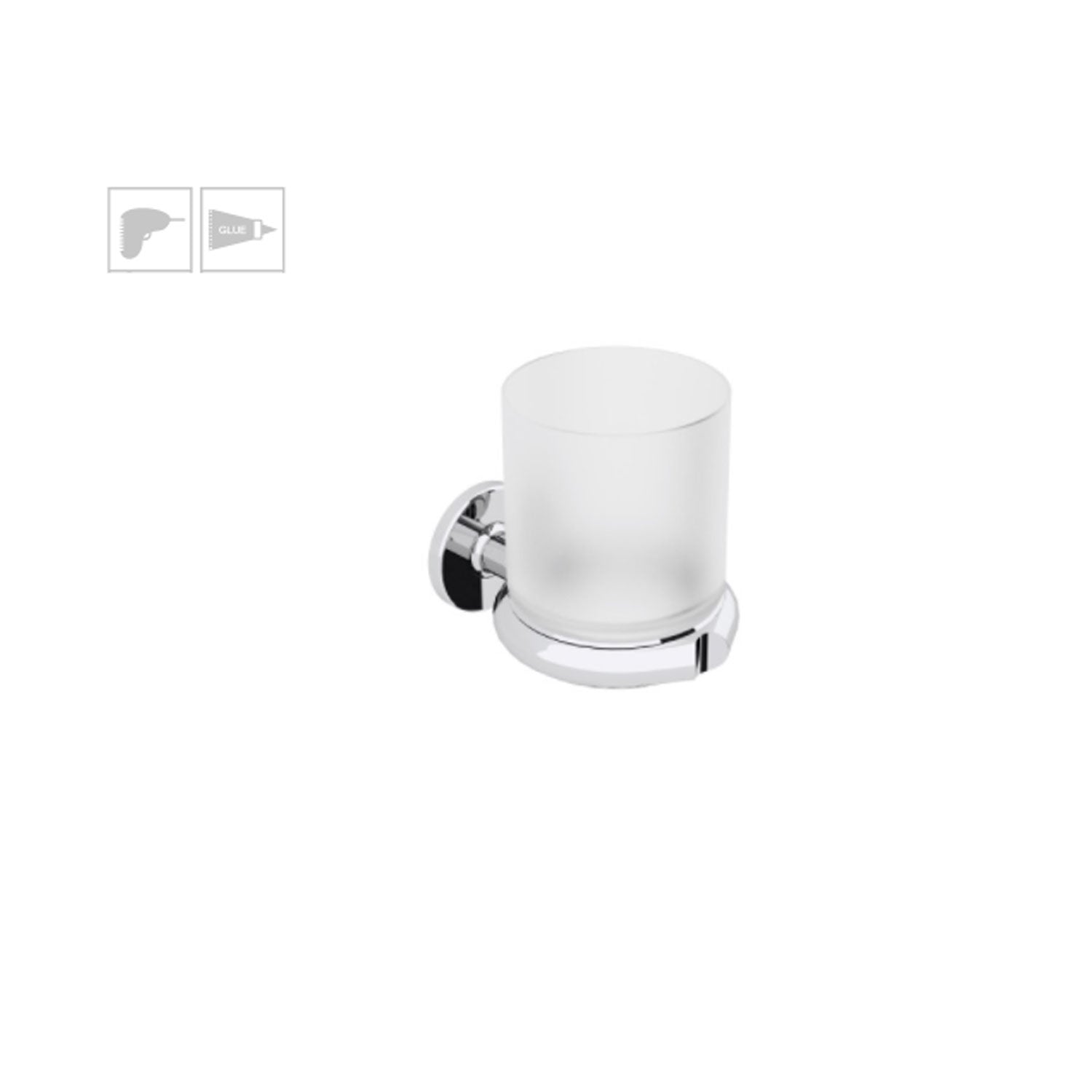 Porta spazzolini da incollo o da fissare a parete in ottone cromato e vetro acidato collezione Sebecà di Lineabeta by CeramicStore | Lo specialista del tuo bagno
