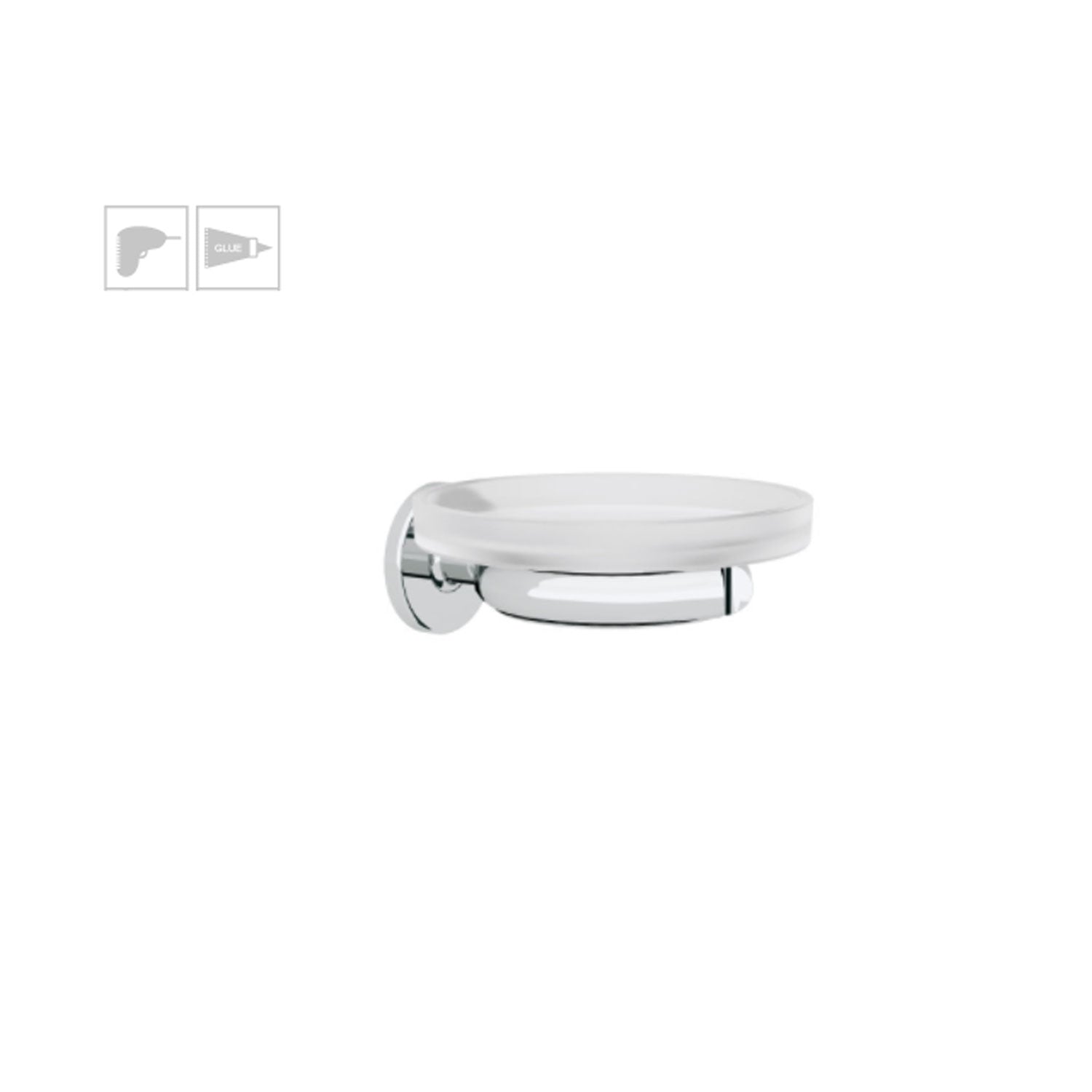 Porta sapone da incollo o da fissare a parete in ottone cromato e vetro acidato collezione Sebecà di Lineabeta by CeramicStore | Lo specialista del tuo bagno
