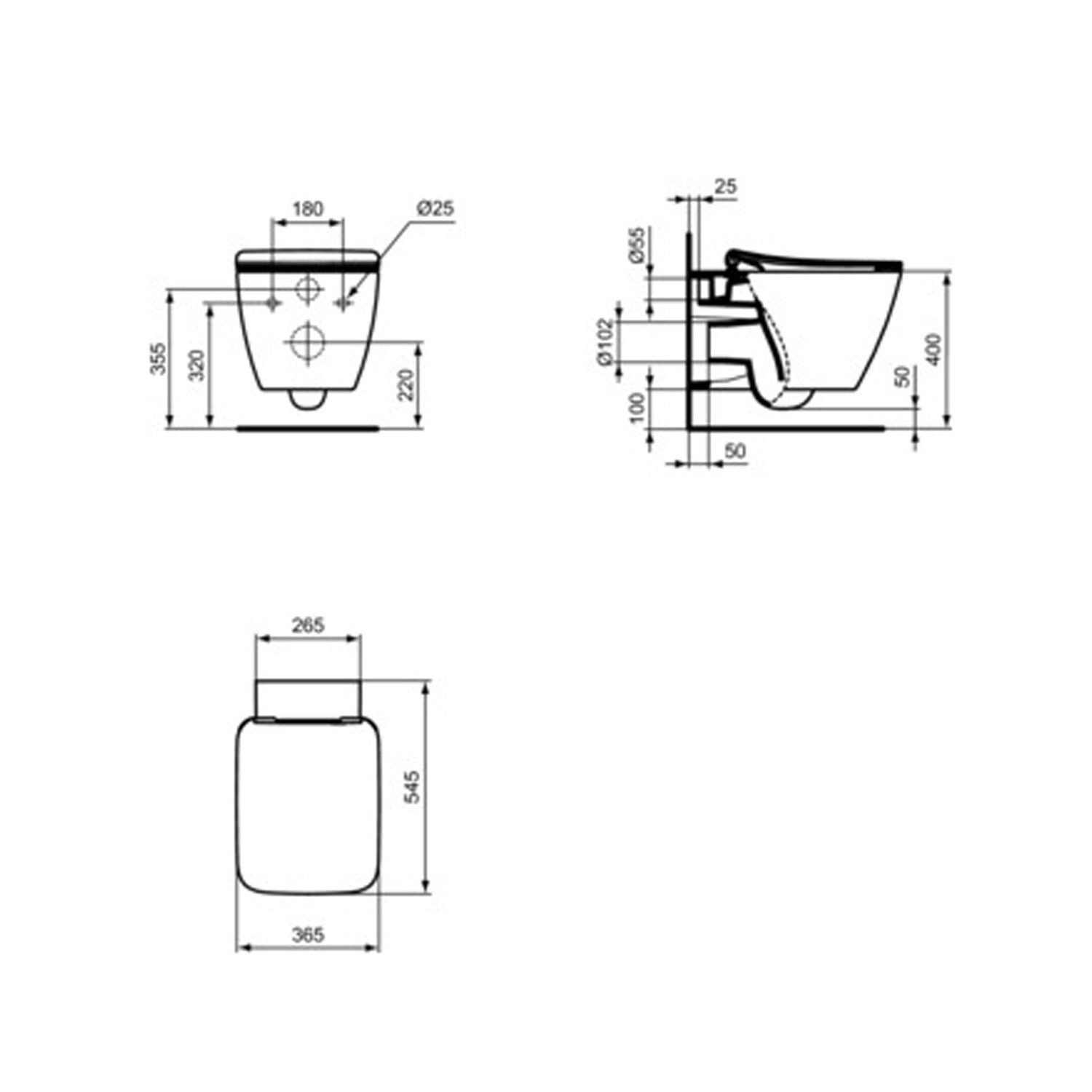WC sospeso Ideal Standard modello Strada II 54.5x37 cm con sedile SoftClose