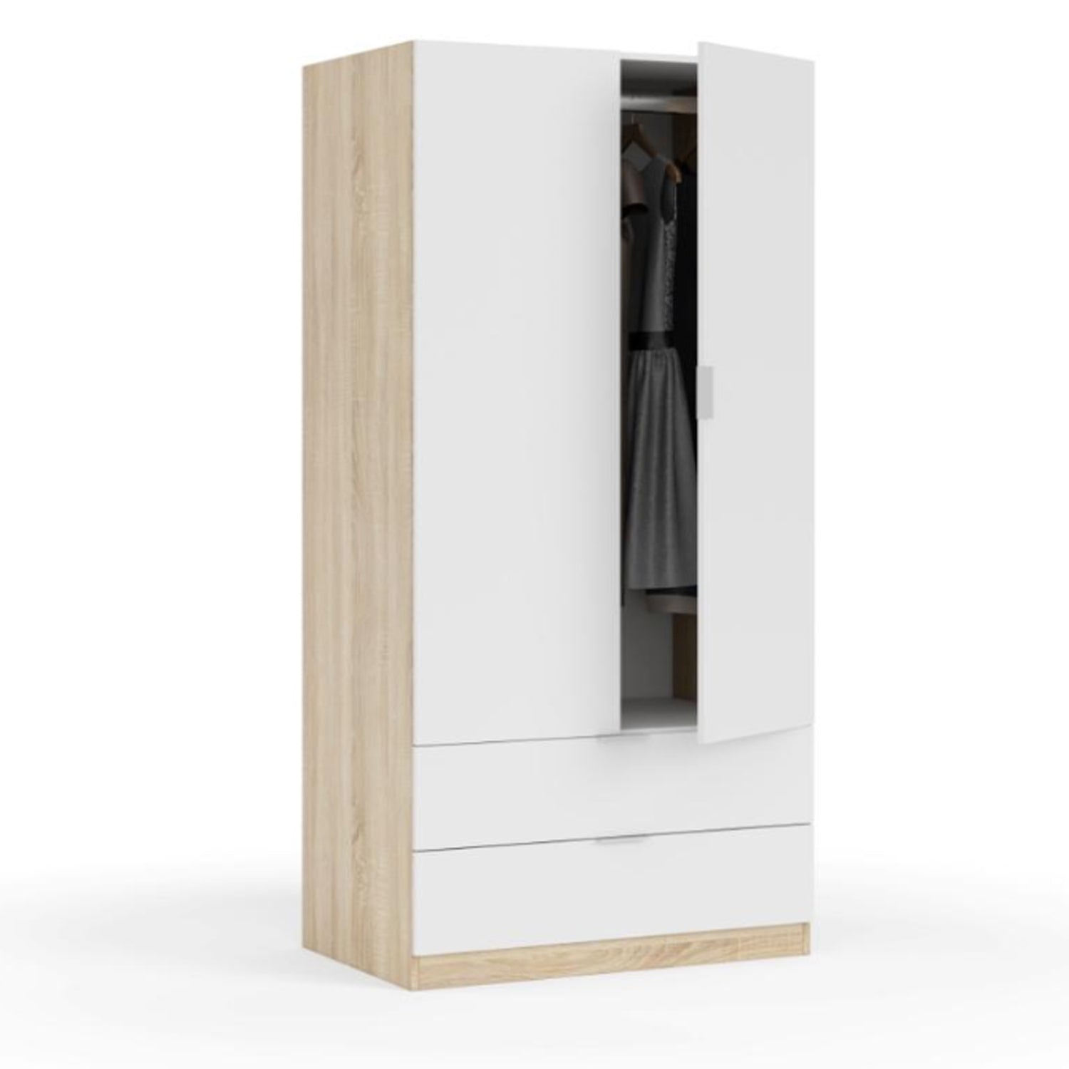 Armadio a due ante e due cassetti - Rovere Canadian/Bianco Artik by CeramicStore | Lo specialista del tuo bagno