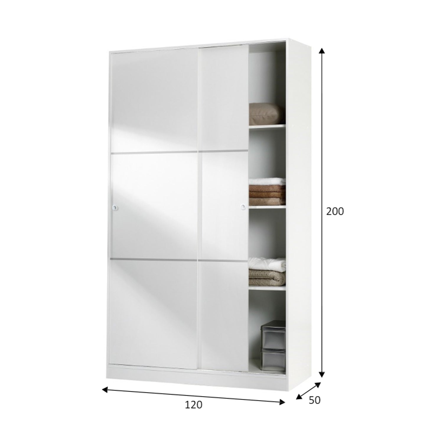 Armadio a 2 ante scorrevoli e 4 ripiani interni - Bianco lucido by CeramicStore | Lo specialista del tuo bagno
